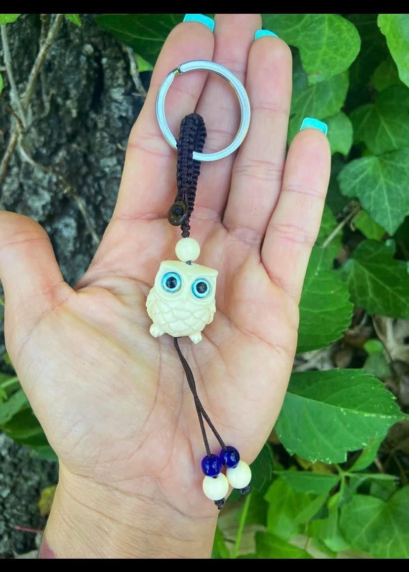 Ivory Nut Owl Keychains