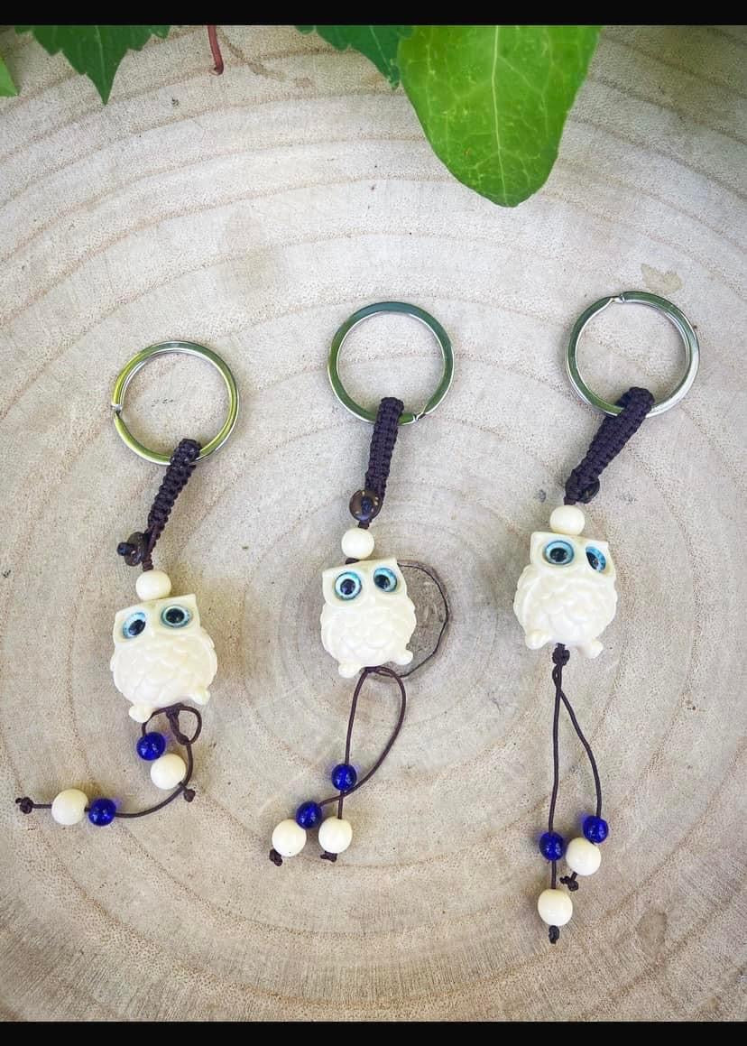 Ivory Nut Owl Keychains