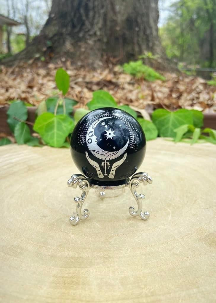 Black Obsidian Moon Sphere