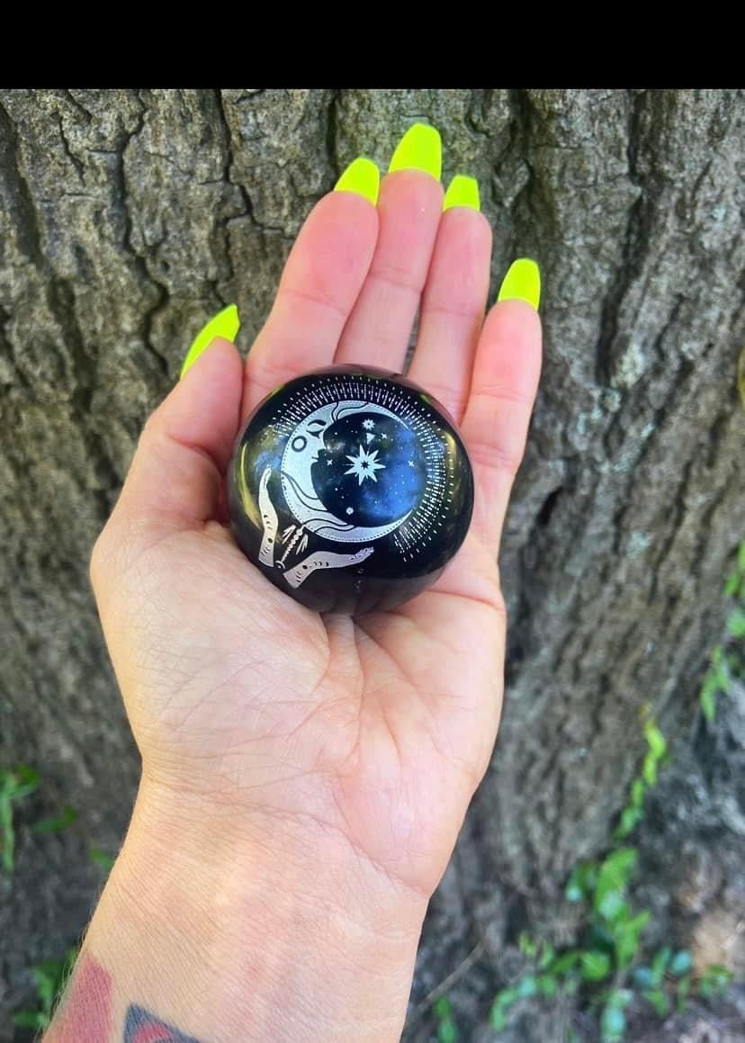 Black Obsidian Moon Sphere