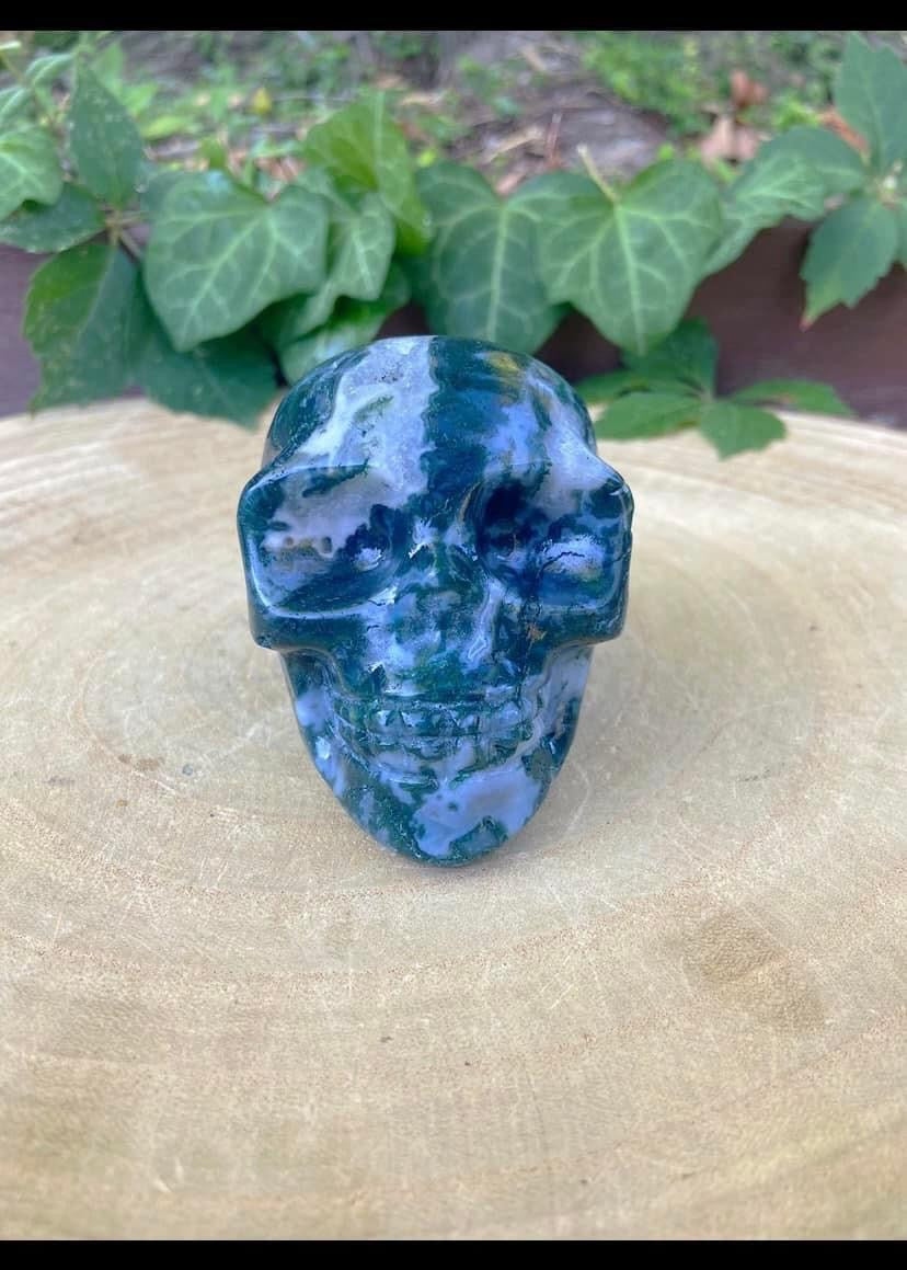 Moss Agate Skull