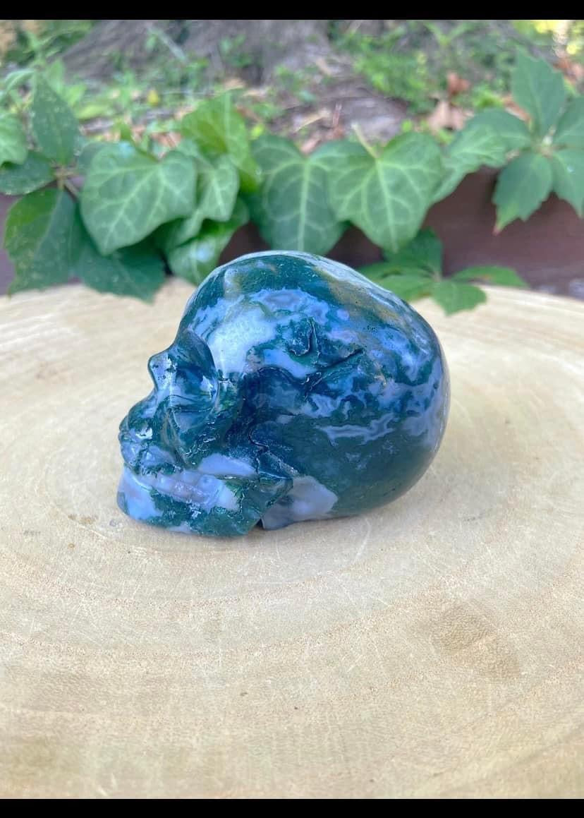 Moss Agate Skull