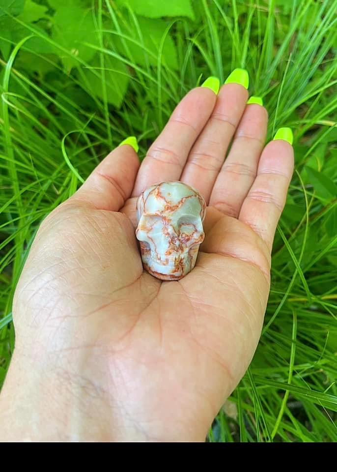 Red Vein Jasper Skull