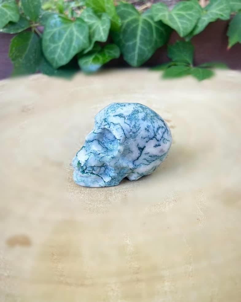 Moss Agate Skull