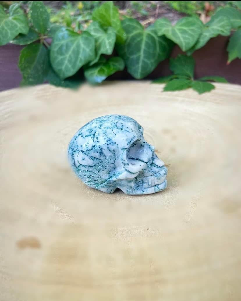 Moss Agate Skull