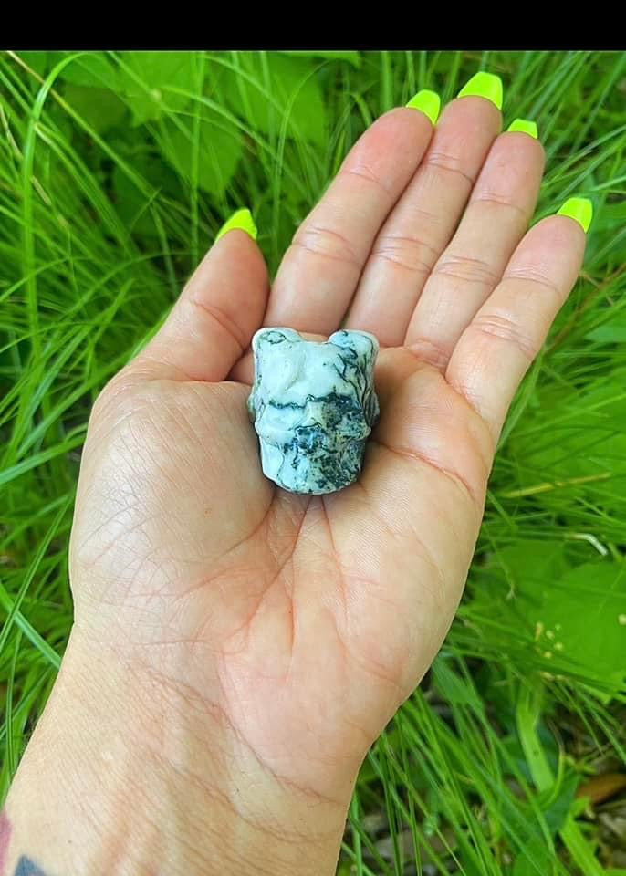 Moss Agate Skull