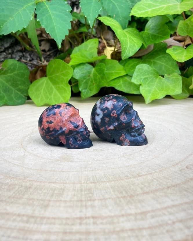 Plum Blossom Jasper Skulls