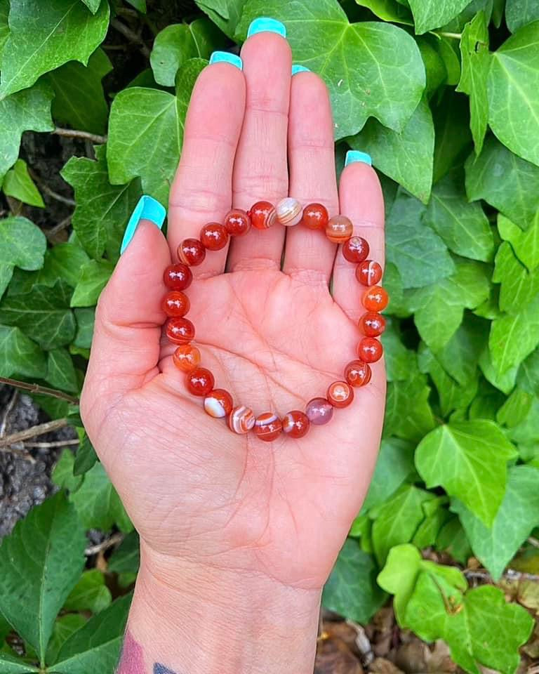 Red Banded Agate Bracelets 8mm