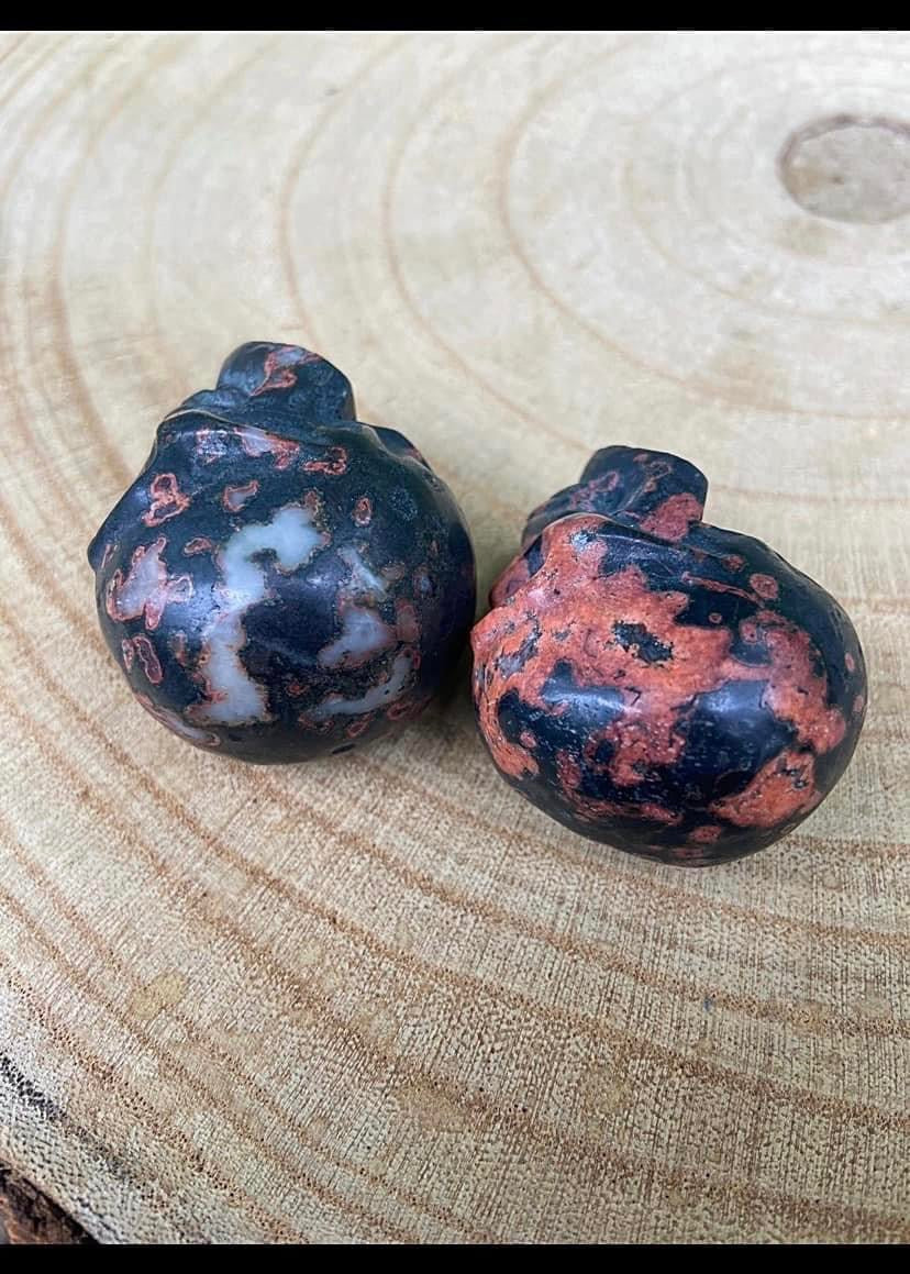 Plum Blossom Jasper Skulls