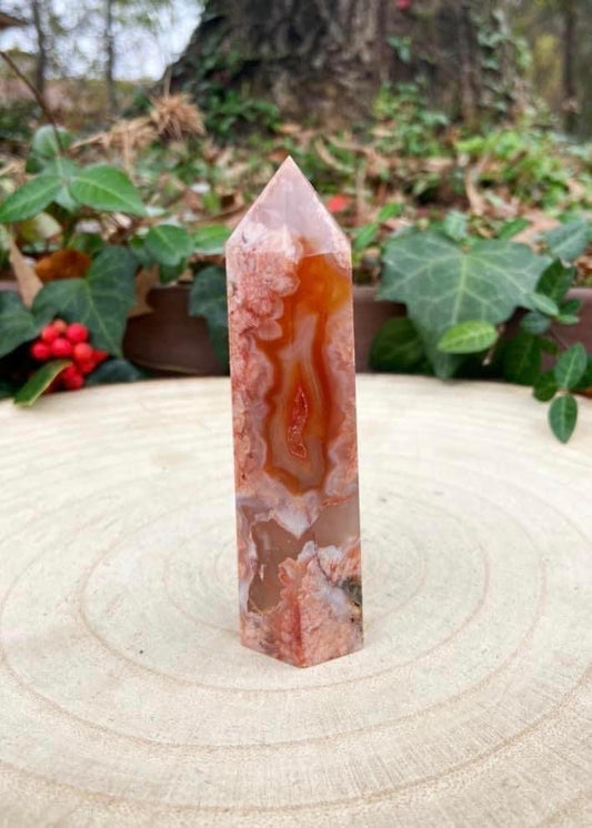 Carnelian Flower Agate Tower