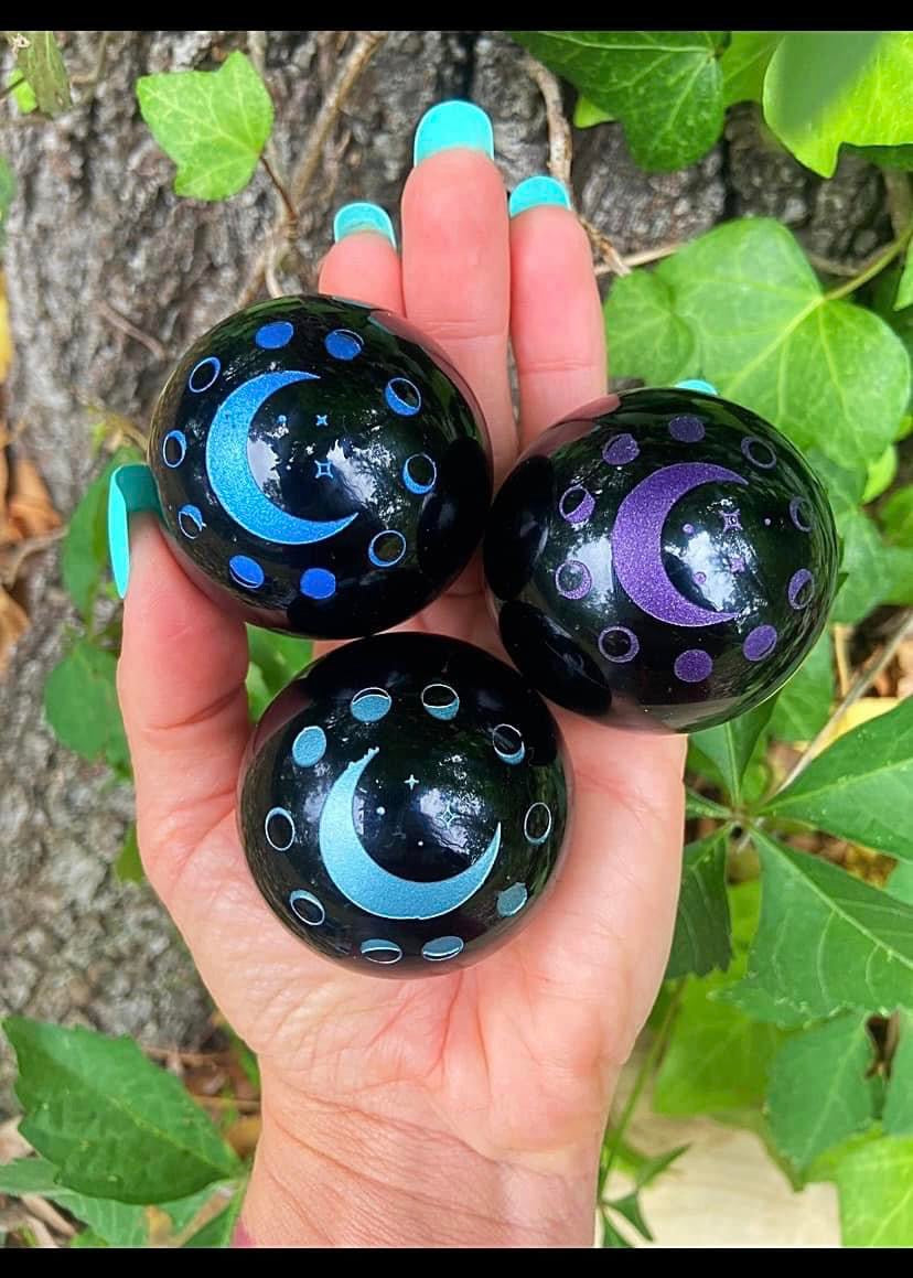 Black Obsidian Moon Spheres