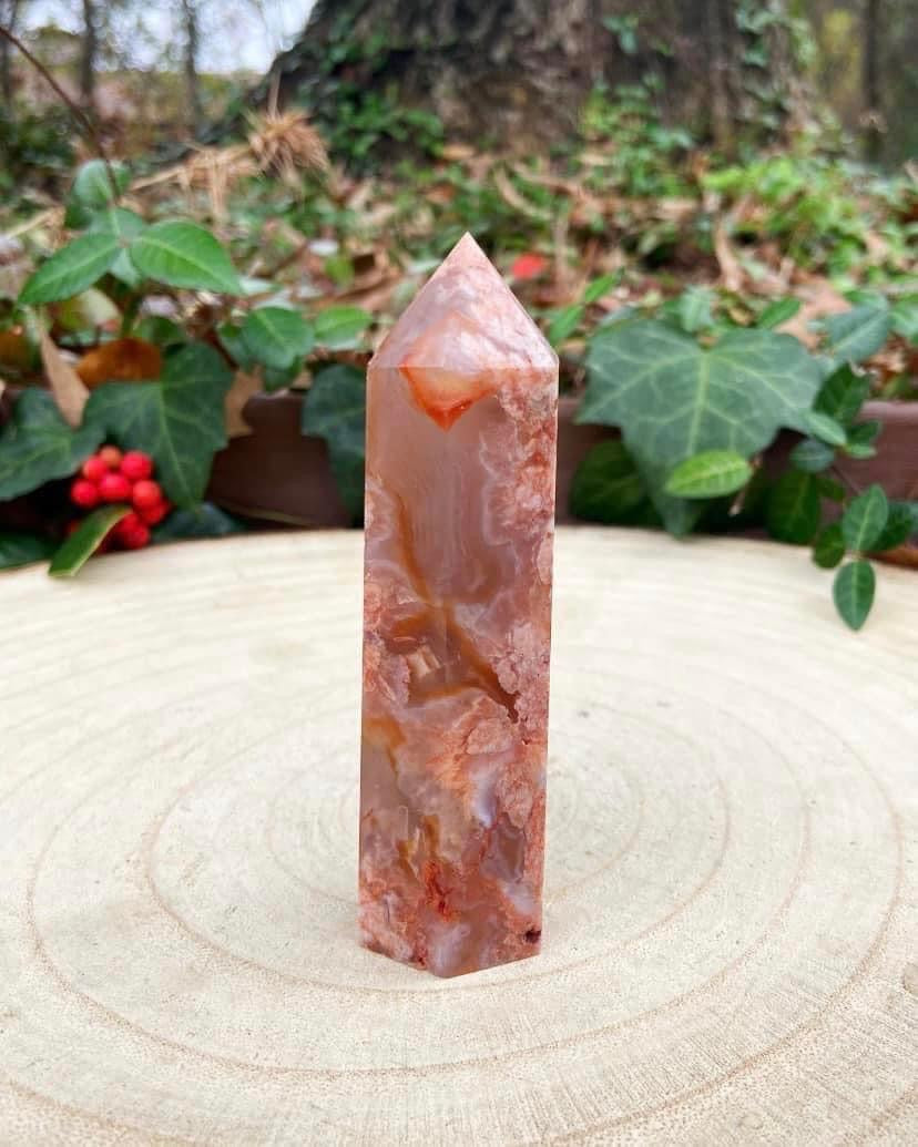 Carnelian Flower Agate Tower