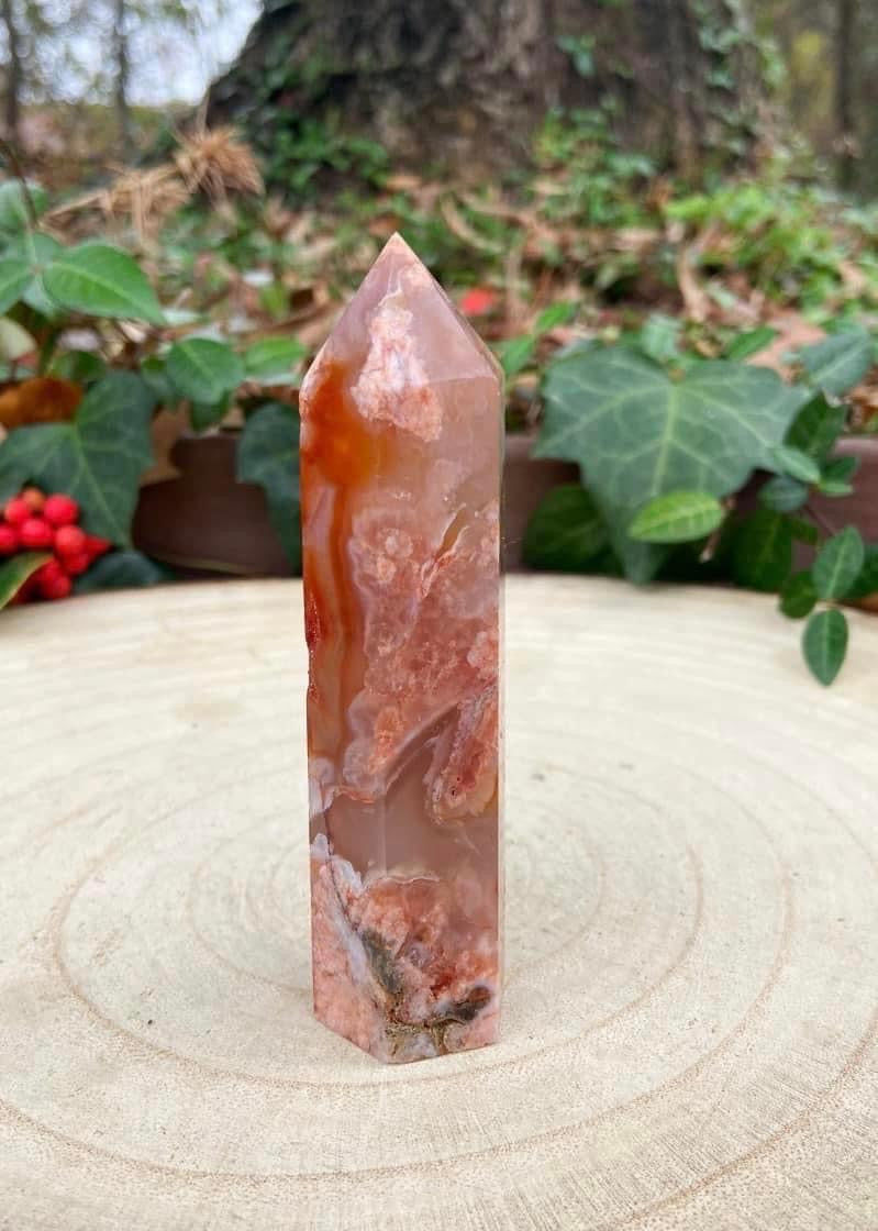 Carnelian Flower Agate Tower