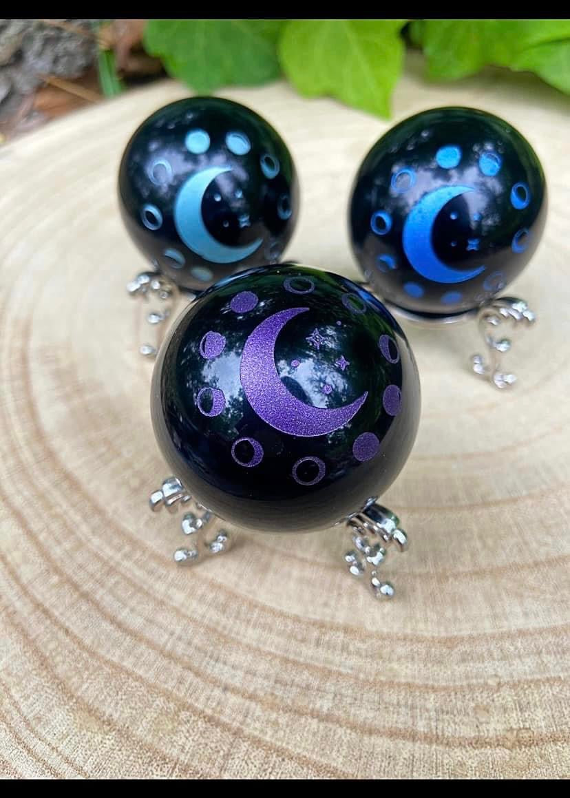 Black Obsidian Moon Spheres