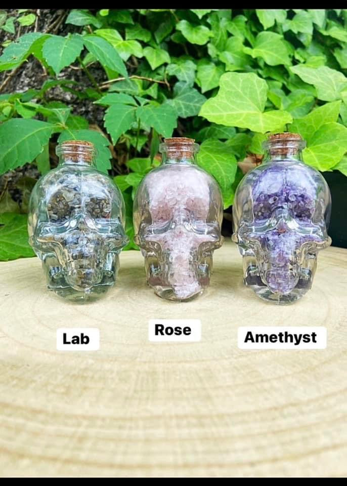 Crystal Chip Skull Wish Bottles