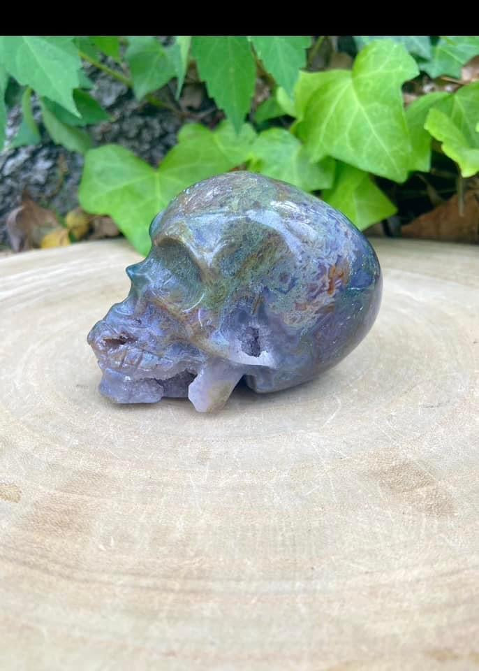 Moss Agate Skull