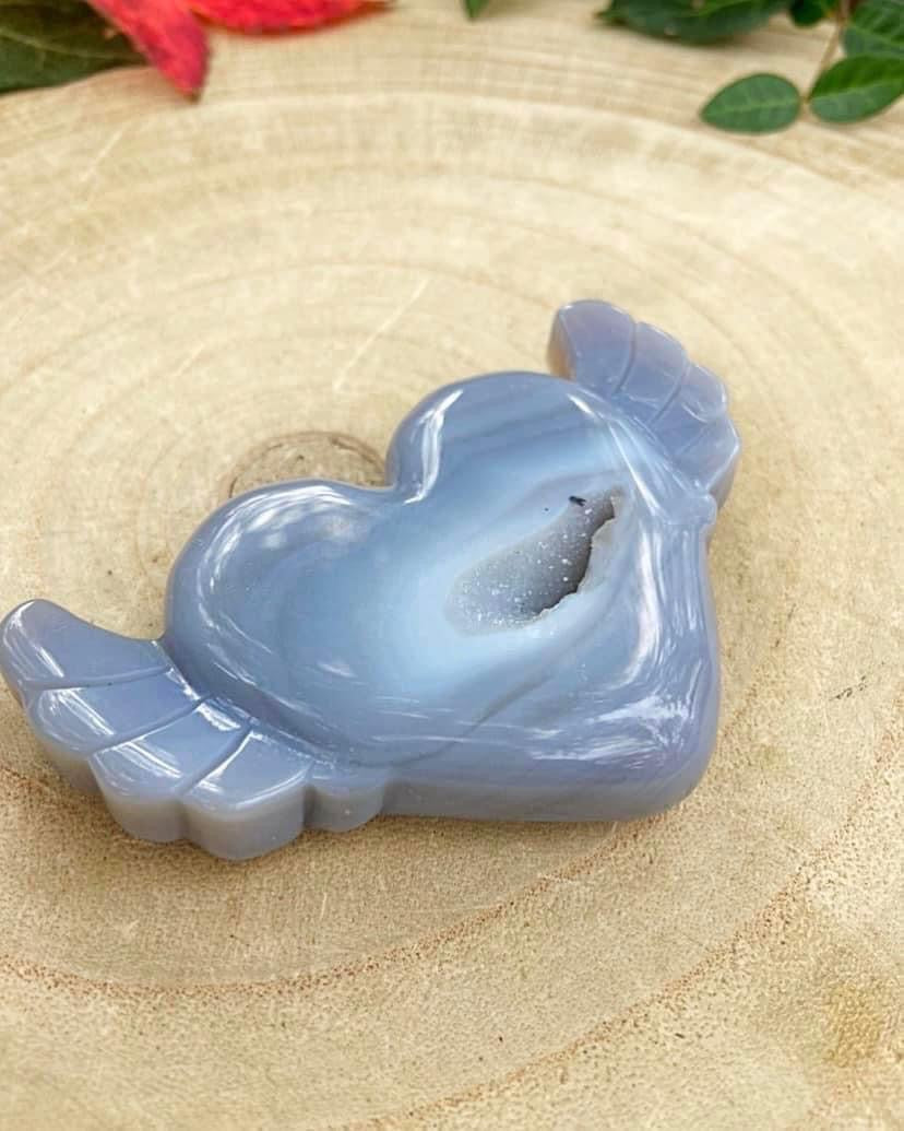 Druzy Agate Heart with Wings