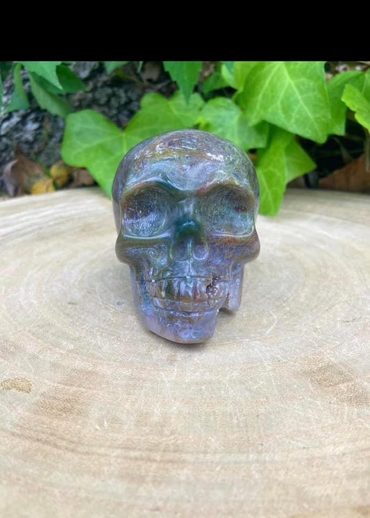 Moss Agate Skull