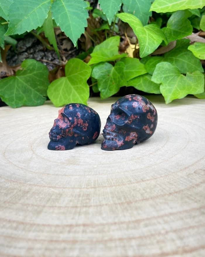 Plum Blossom Jasper Skulls