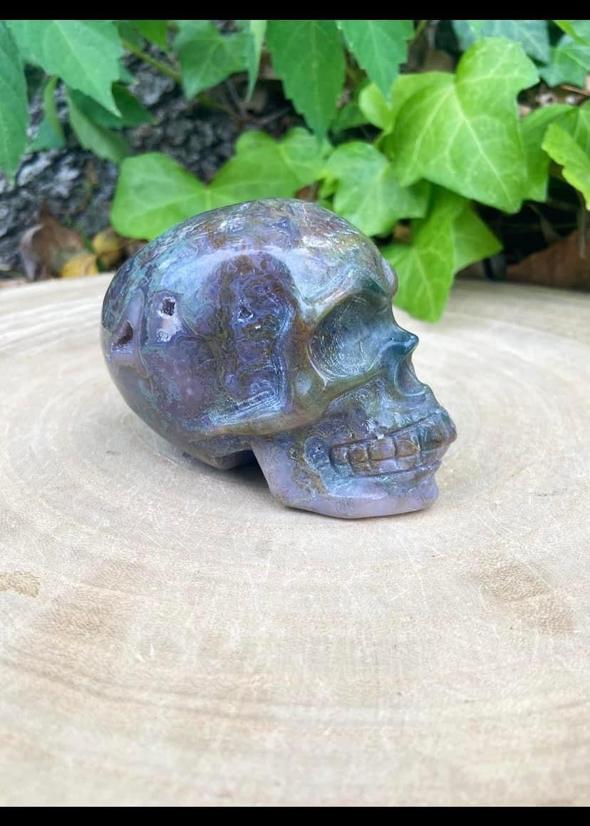 Moss Agate Skull