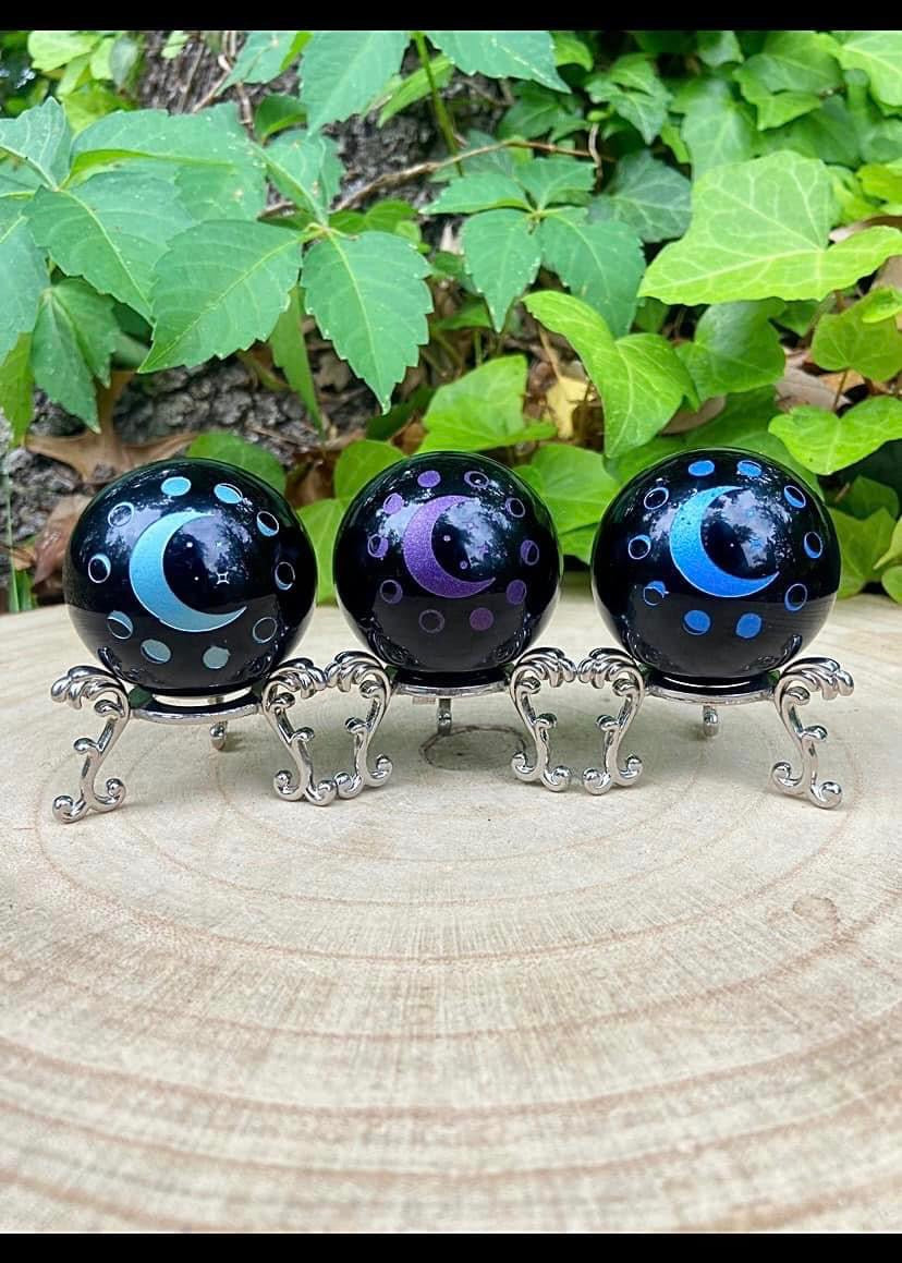 Black Obsidian Moon Spheres