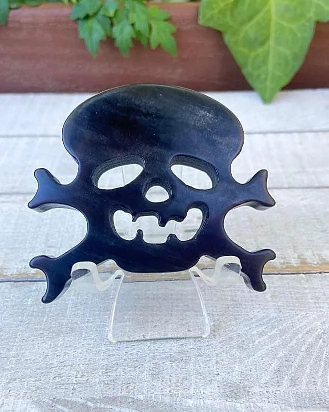 Silver Sheen Obsidian Skull