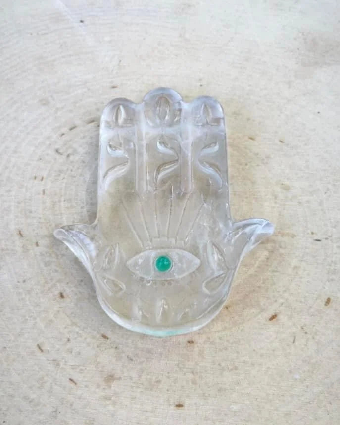 Clear Quartz Hamsa