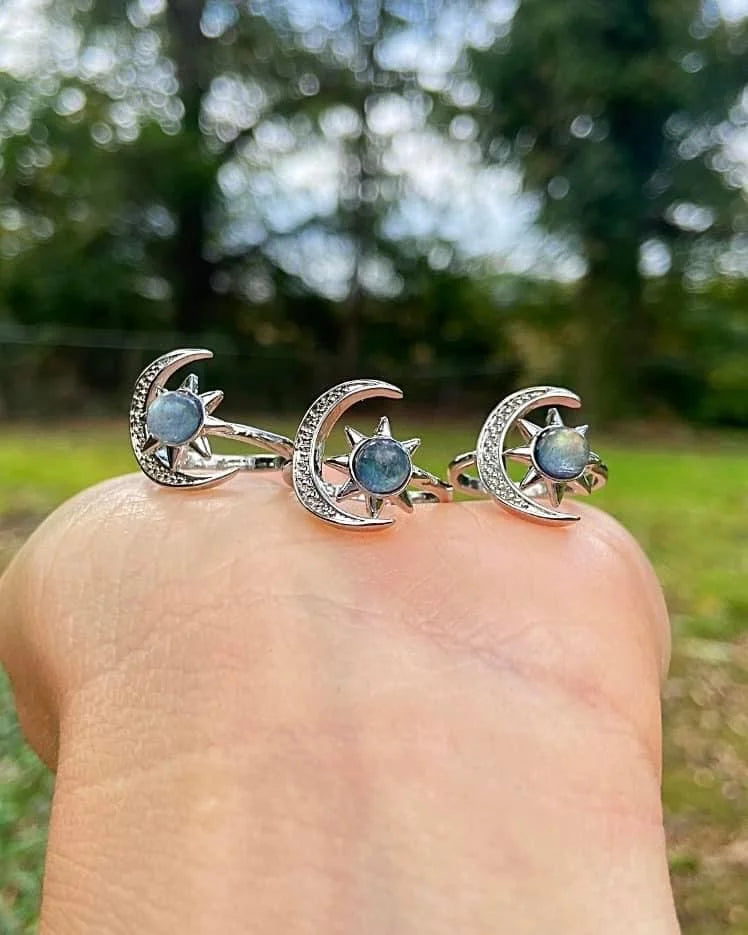 Labradorite Sun and Moon Rings