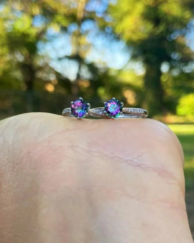 Titanium Aura Quartz Rings