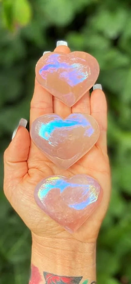 Aura Rose Quartz Hearts