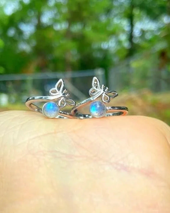 Labradorite Butterfly Rings