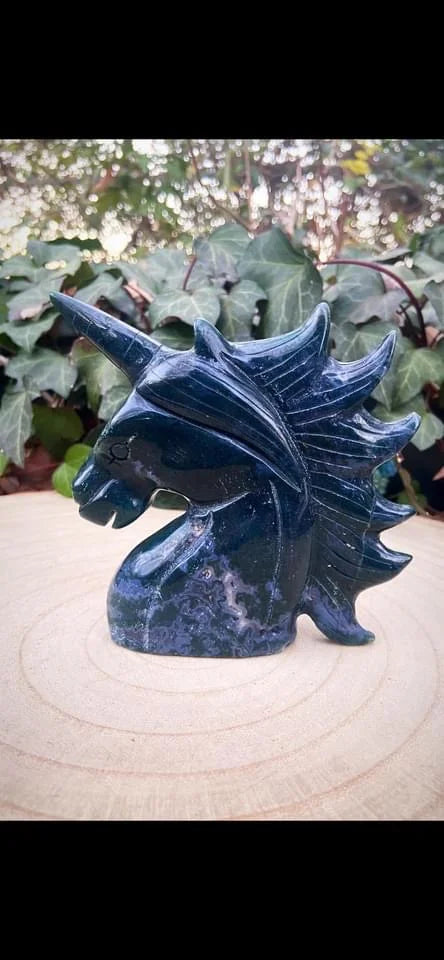 Large Moss Agate Unicorn