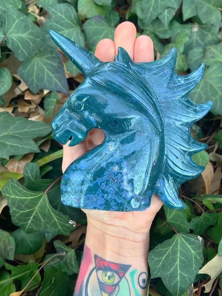 Large Moss Agate Unicorn