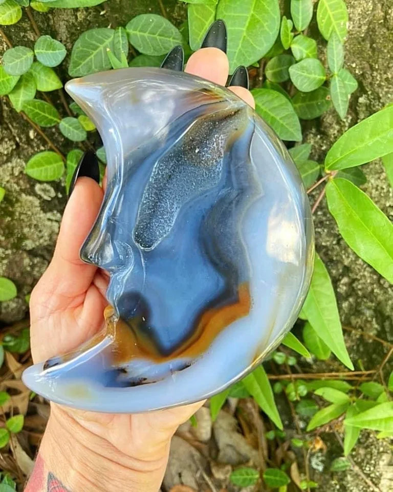 Large Druzy Agate Moon