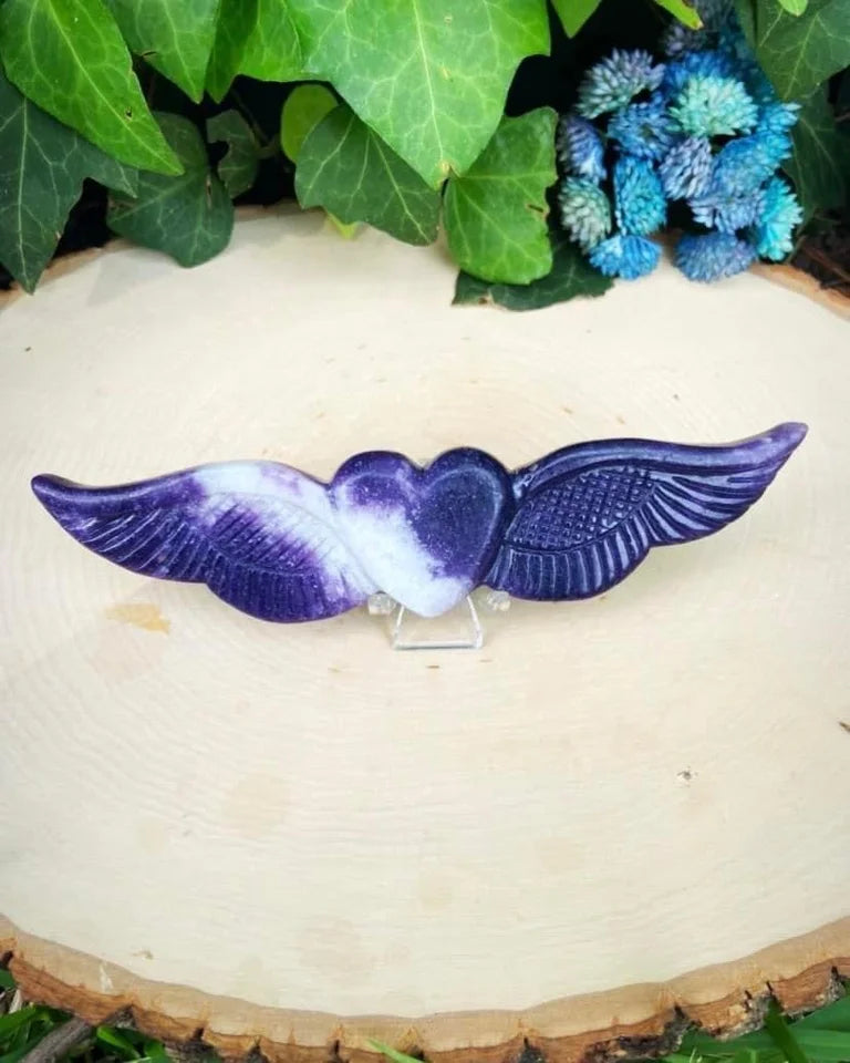 Lepidolite Heart with Wings