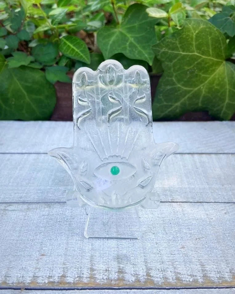 Clear Quartz Hamsa