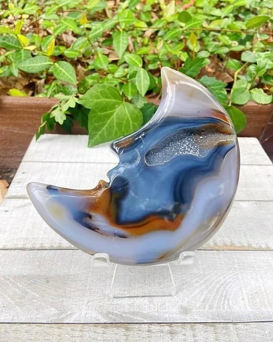 Large Druzy Agate Moon