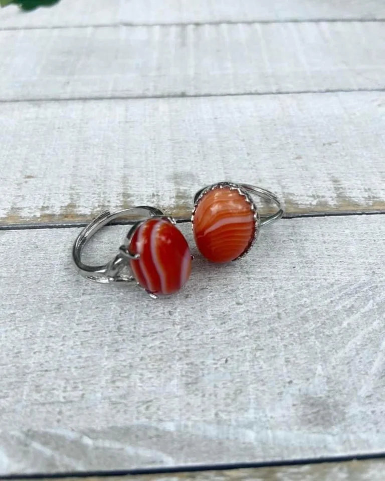 Orange Banded Agate Rings