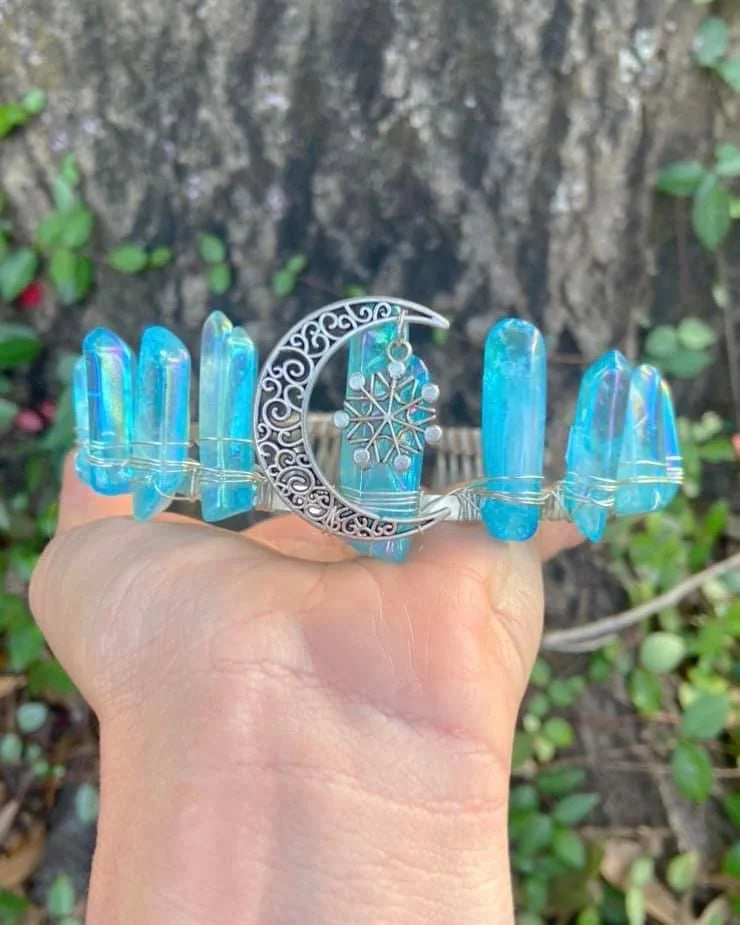 Blue Aura Quartz Crown