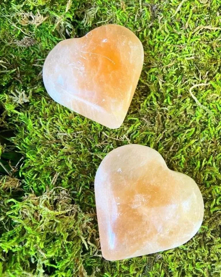 Peach Selenite Hearts