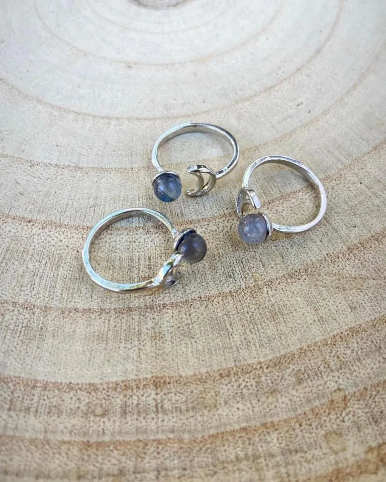 Labradorite Moon Rings