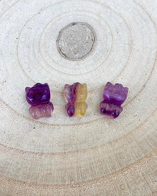 Mini Fluorite Hello Kitty Carvings