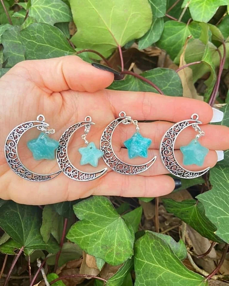 Amazonite Moon and Star Pendants