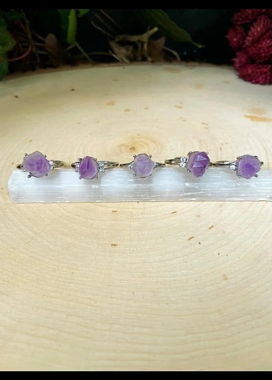 Raw Amethyst Rings