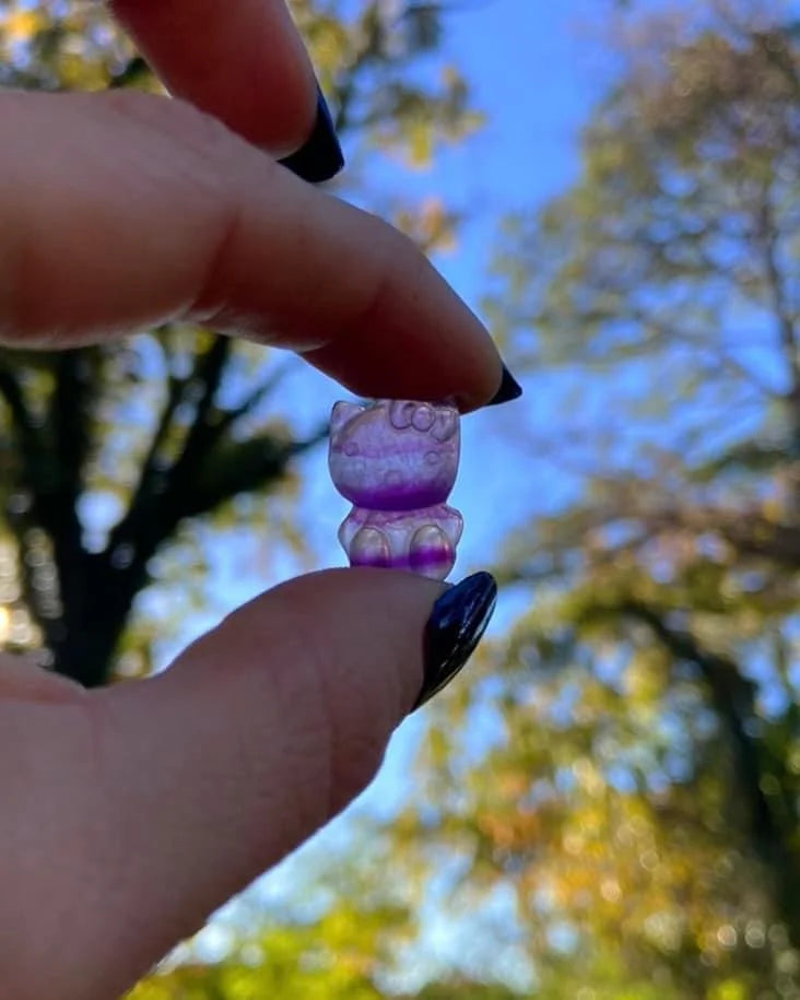 Mini Fluorite Hello Kitty Carvings