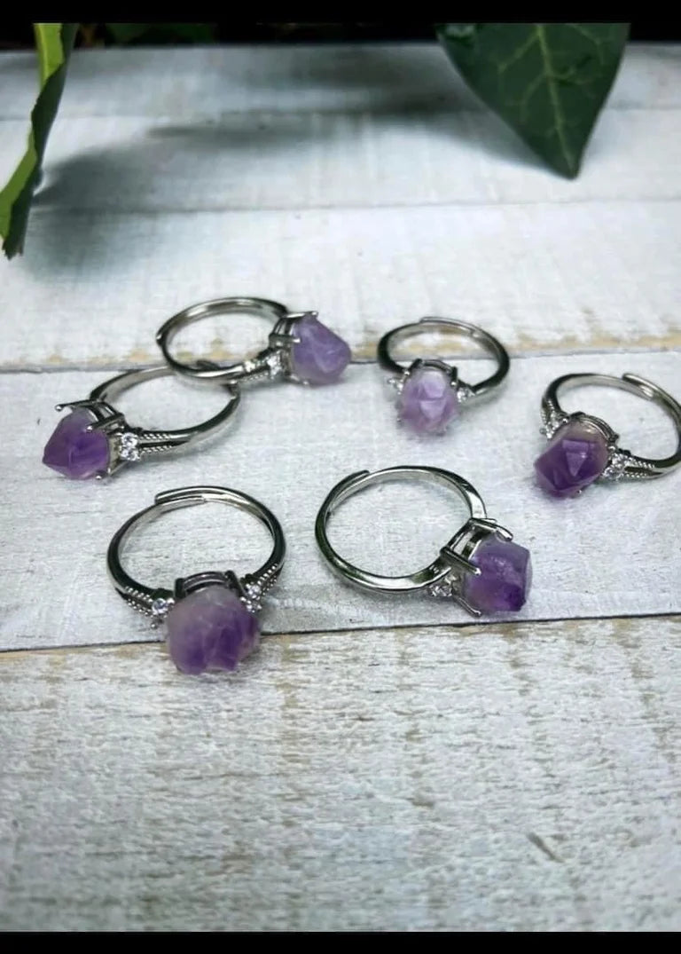 Raw Amethyst Rings