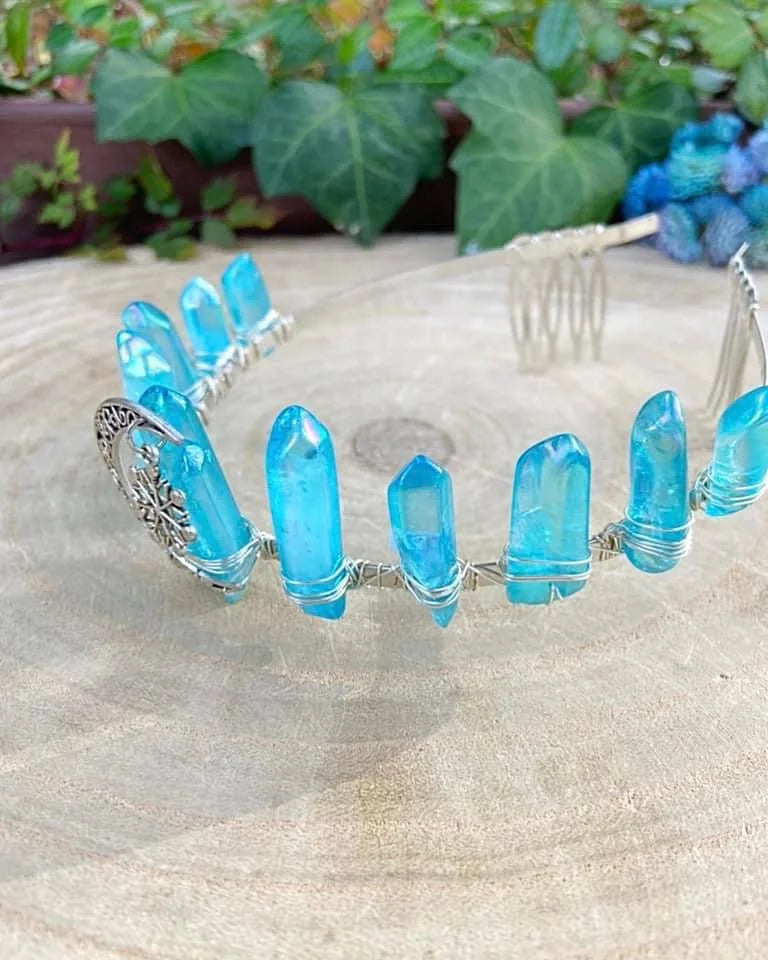 Blue Aura Quartz Crown