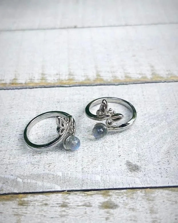 Labradorite Butterfly Rings