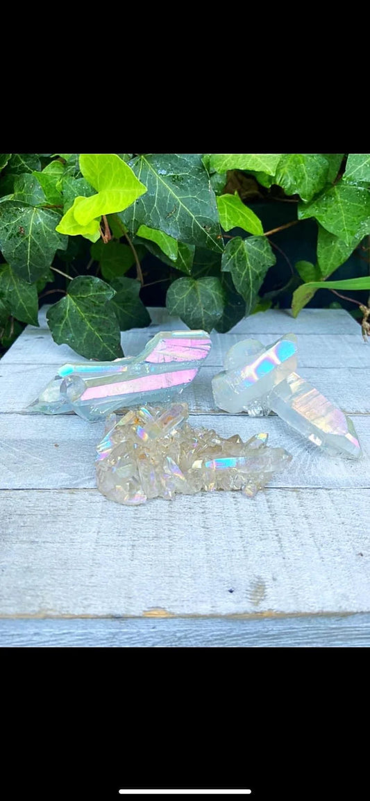 Angel Aura Quartz Clusters