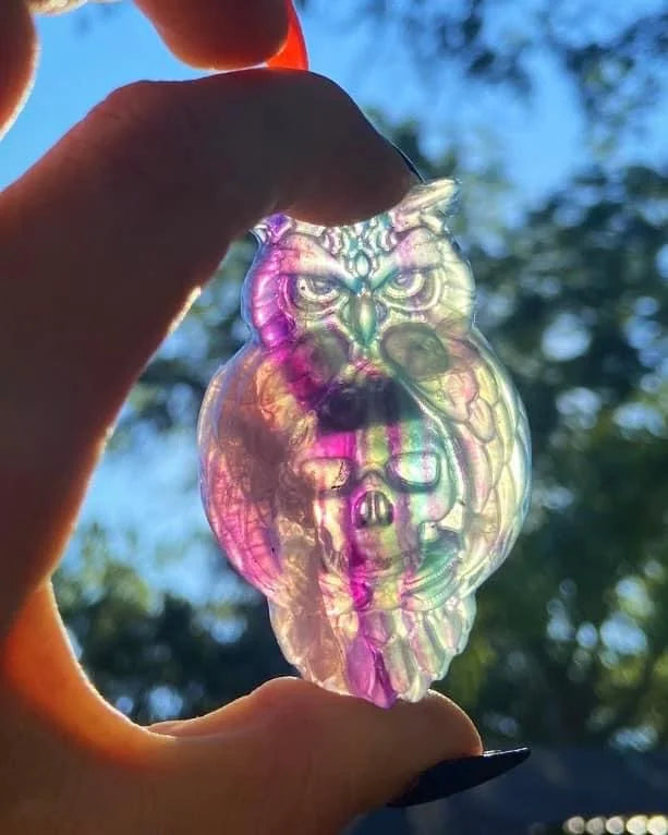 Fluorite Owl Skull